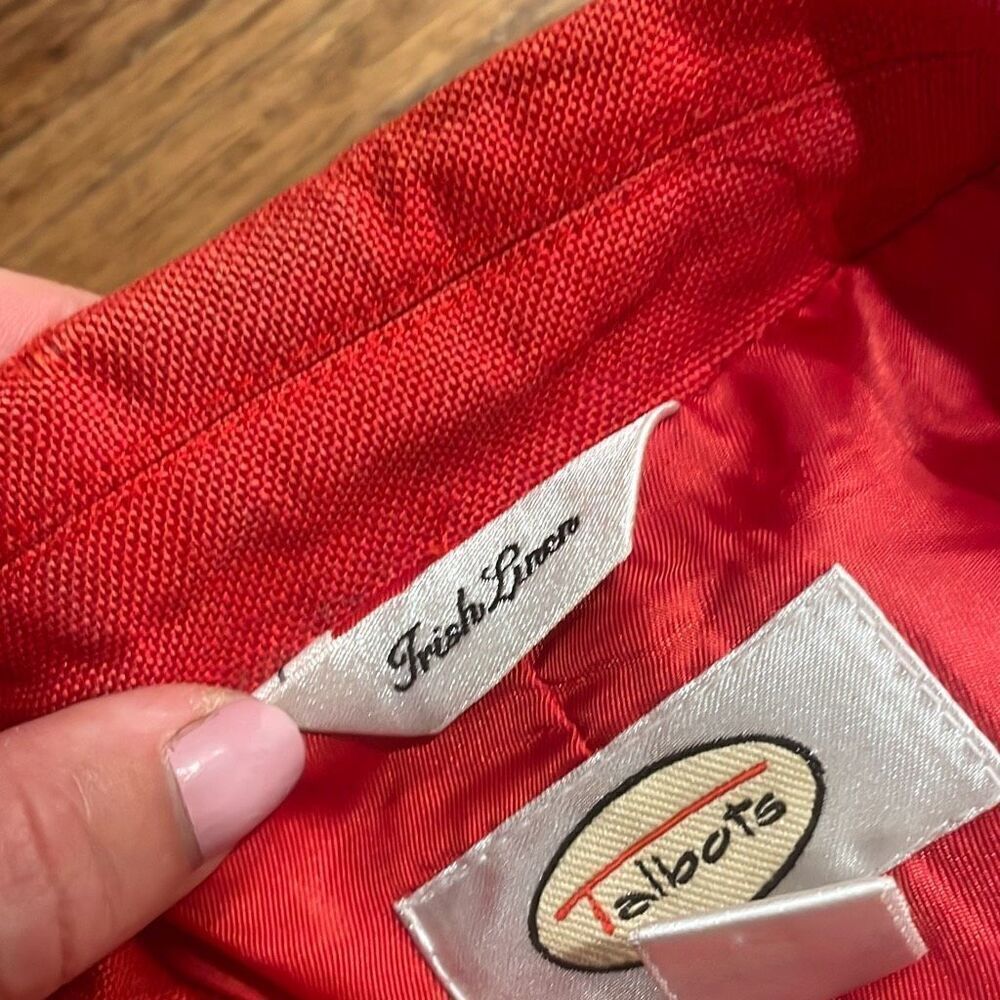 Talbots 100% Linen Red Collared Blazer Size 8 - image 5